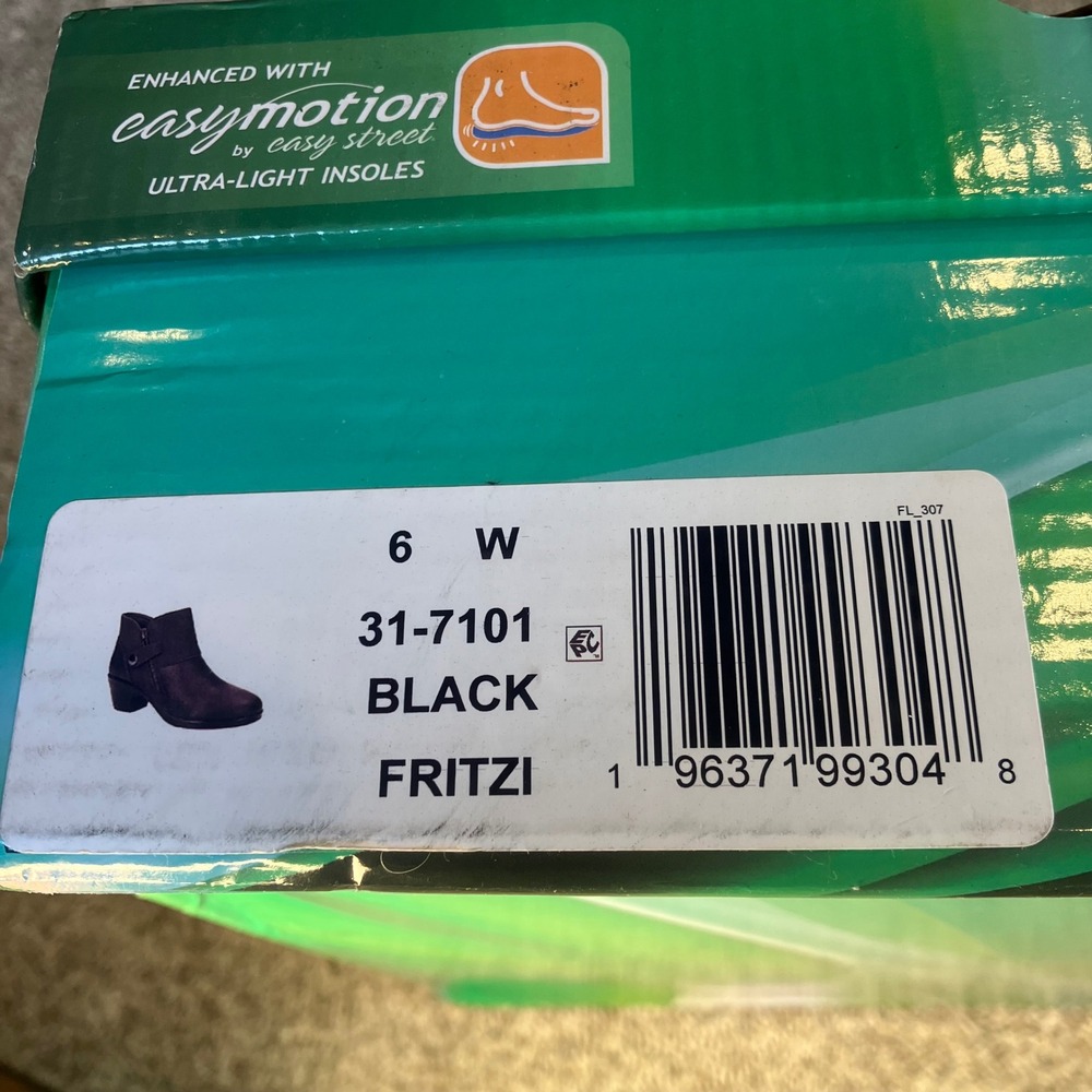 Easy Street Fritzi Black Ankle Boots Womens 6W Comfort Wave Bootie NIB Orig $75 - Picture 6 of 13